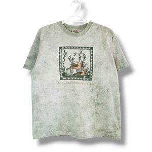 Vintage Turtles Nature Embroidered Shirt Green Size M